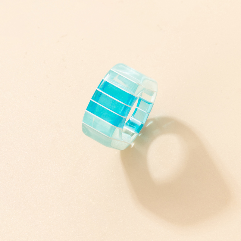 wholesale Korean style blue striped acrylic ring Nihaojewelrypicture5