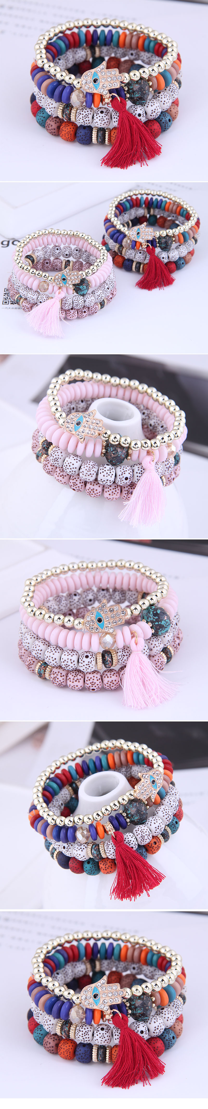 wholesale simple metal flashing diamond eyebrow palm multi-layer bracelet Nihaojewelry