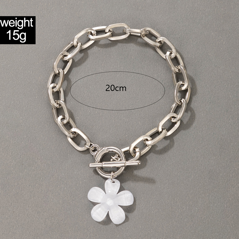 wholesale new fashion flower pendant thick chain bracelet Nihaojewelry