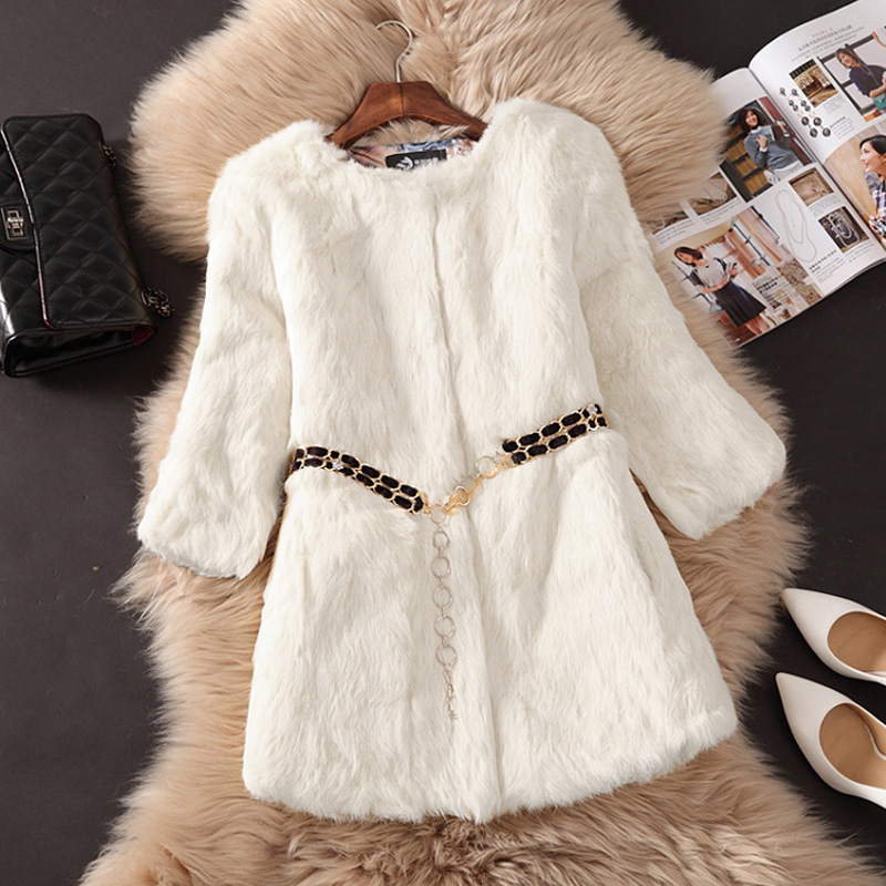 2021 winter new imitation Haining Rex rabbit fur Korean womens midlength slim coat fashion send chainpicture1