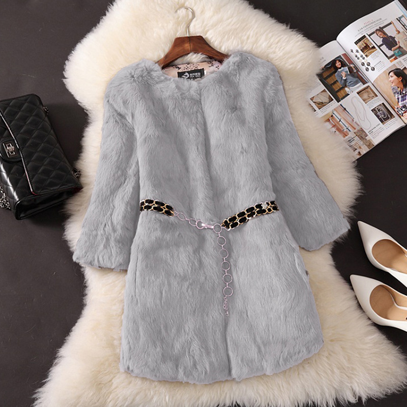 2021 winter new imitation Haining Rex rabbit fur Korean womens midlength slim coat fashion send chainpicture2