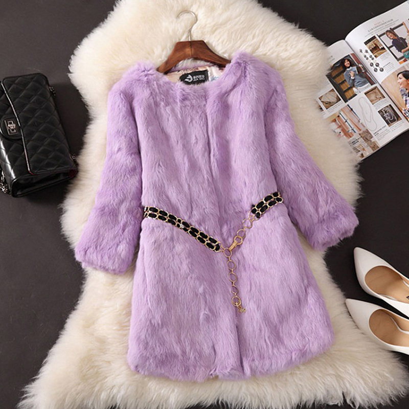 2021 winter new imitation Haining Rex rabbit fur Korean womens midlength slim coat fashion send chainpicture3