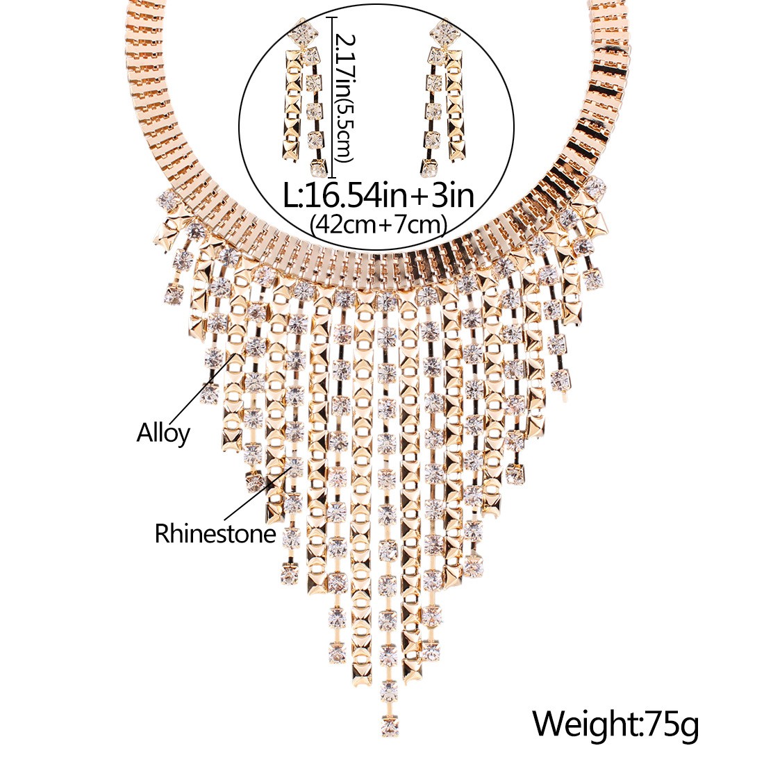 Fashion Multilayer Tassel Diamond Necklace Earrings Wholesale Nihaojewelry