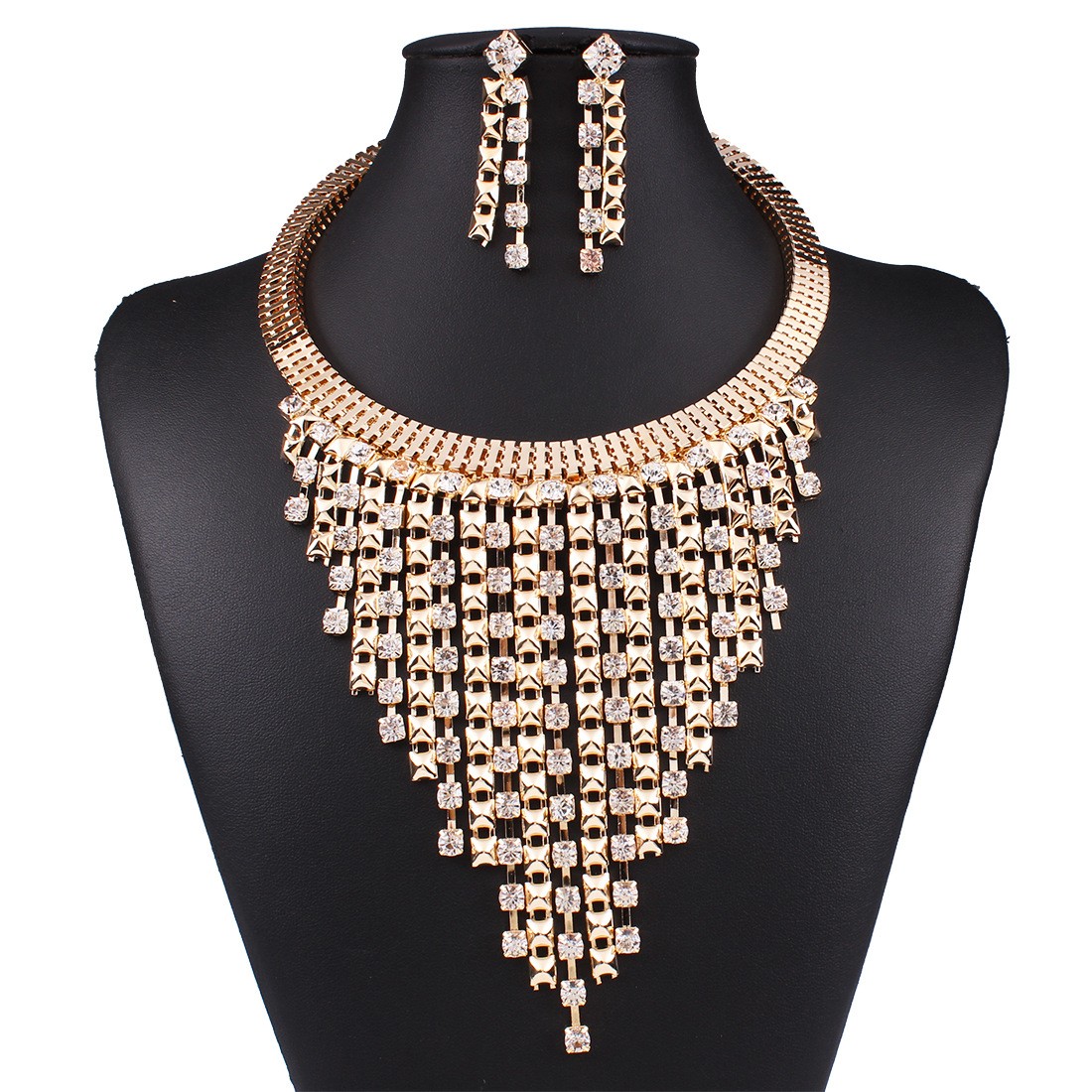 Fashion Multilayer Tassel Diamond Necklace Earrings Wholesale Nihaojewelry