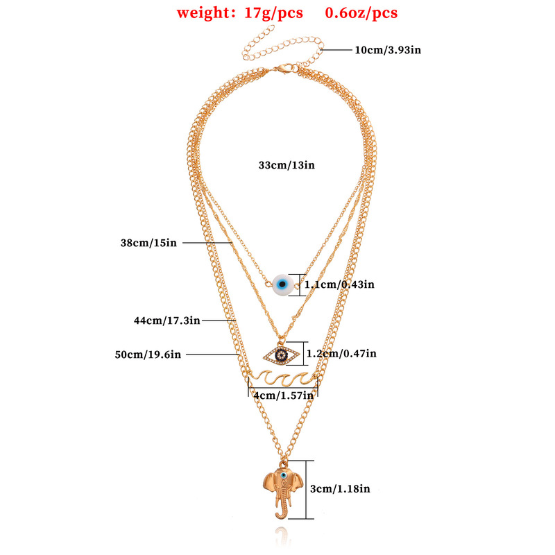 retro multilayer clavicle thin chain blue devils eye pendant necklace wholesale Nihaojewelrypicture5