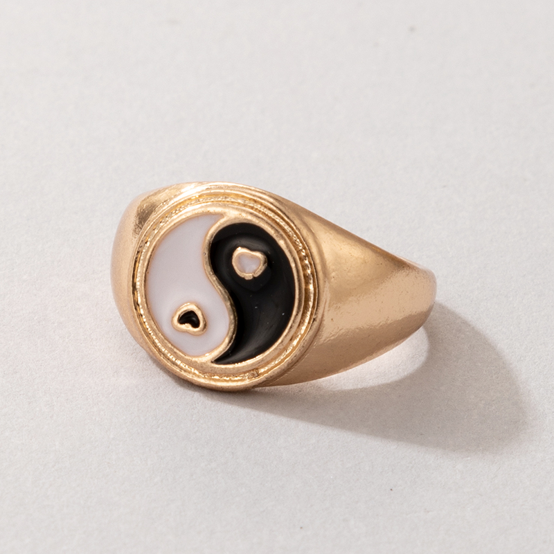 fashion golden drip oil Tai Chi pattern ring wholesale nihaojewelry