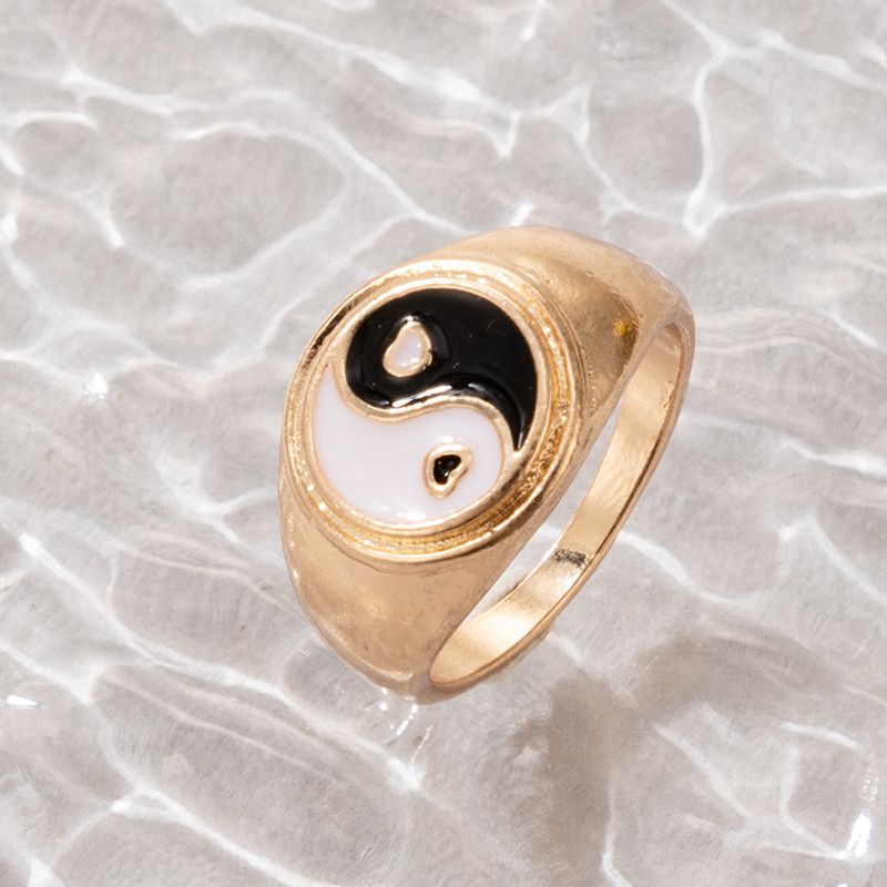 fashion golden drip oil Tai Chi pattern ring wholesale nihaojewelry