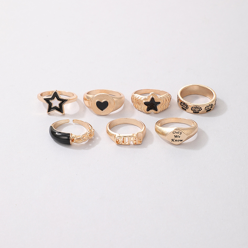 new creative peach heart star carved ring set wholesale Nihaojewelry