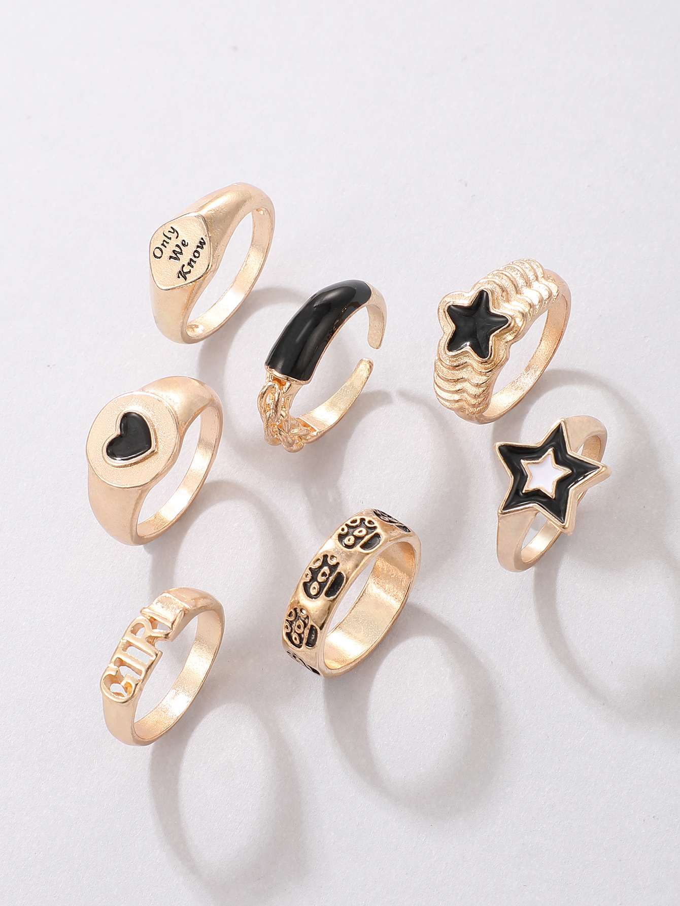 new creative peach heart star carved ring set wholesale Nihaojewelry