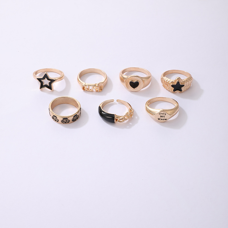 new creative peach heart star carved ring set wholesale Nihaojewelry