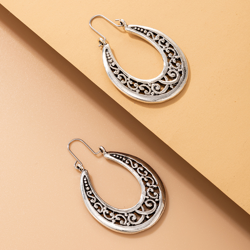 retro ethnic geometric hollow U-shaped earrings wholesale Nihaojewelry