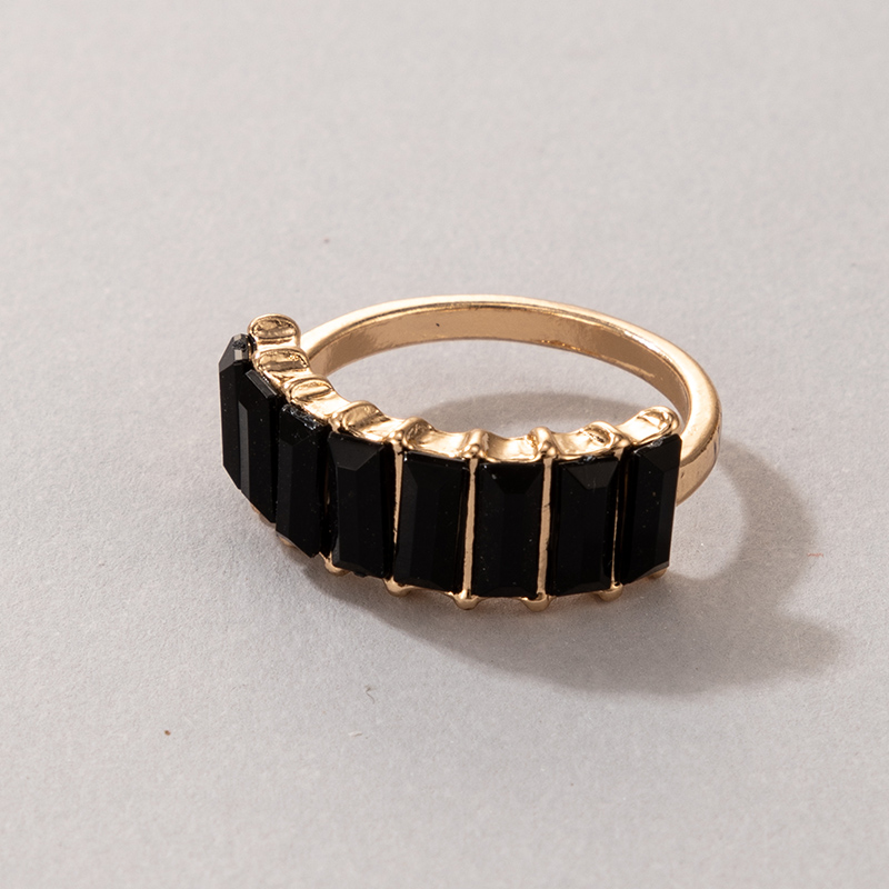 Korean inlaid black diamond alloy ring wholesale Nihaojewelry