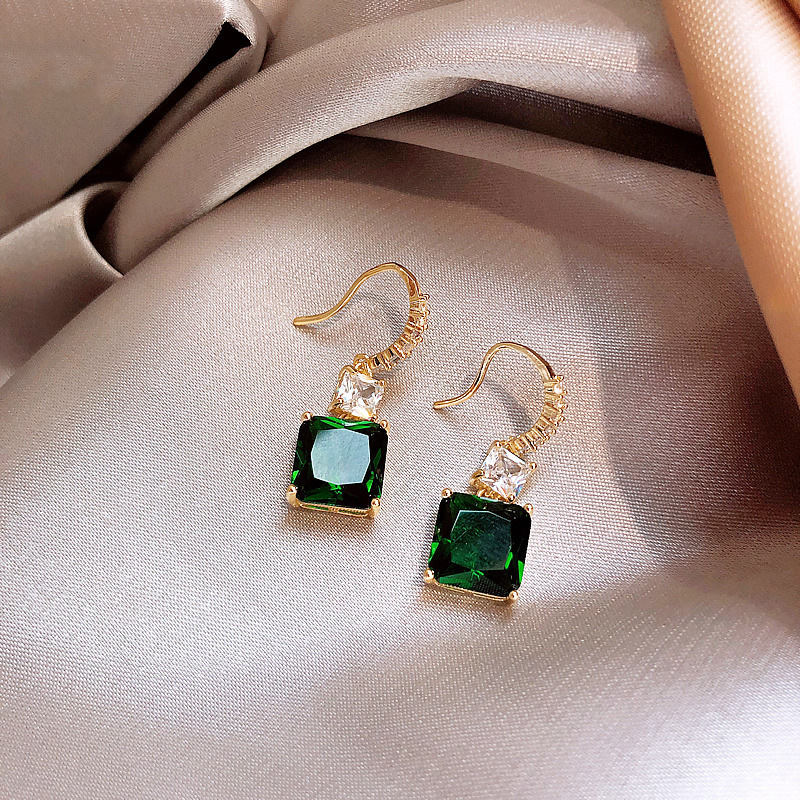 Simple emerald square gemstone earrings wholesale Nihaojewelrypicture3