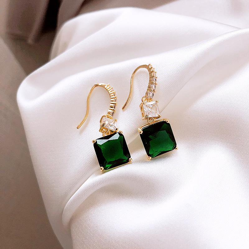 Simple emerald square gemstone earrings wholesale Nihaojewelrypicture4