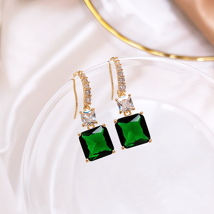 Simple emerald square gemstone earrings wholesale Nihaojewelrypicture5