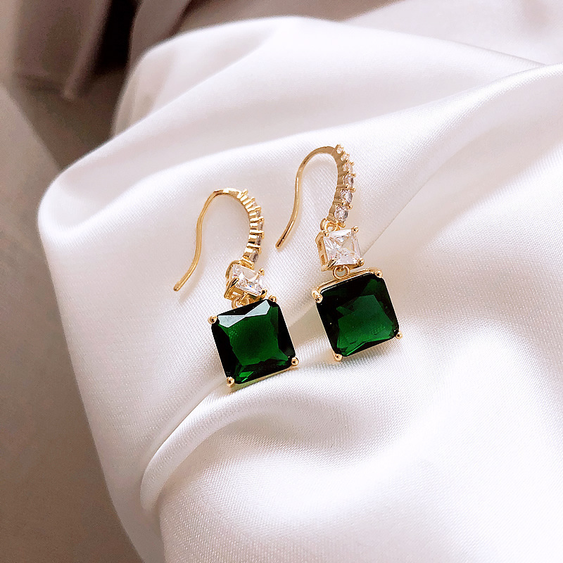 Simple emerald square gemstone earrings wholesale Nihaojewelrypicture6