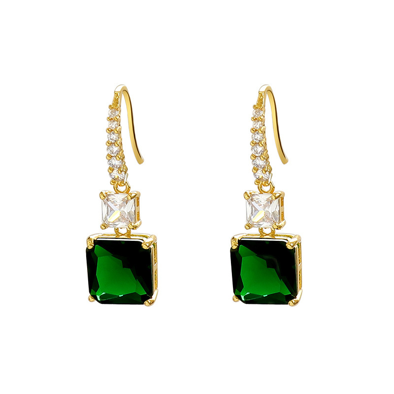 Simple emerald square gemstone earrings wholesale Nihaojewelrypicture7