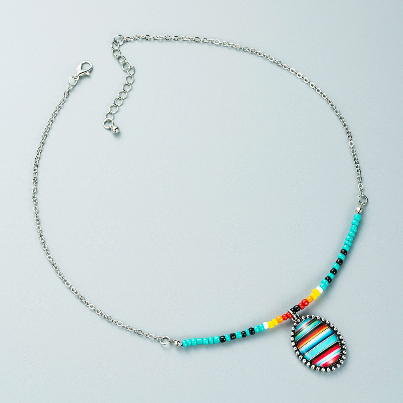 Rice Beads Color Bar Necklace