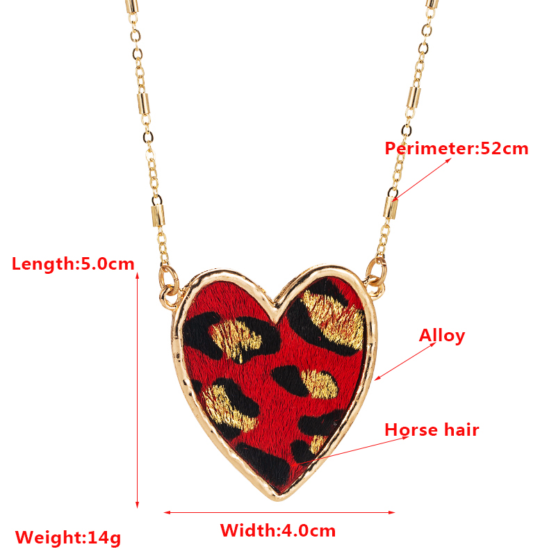 Big love heart pendant alloy horsehair bronzing necklace