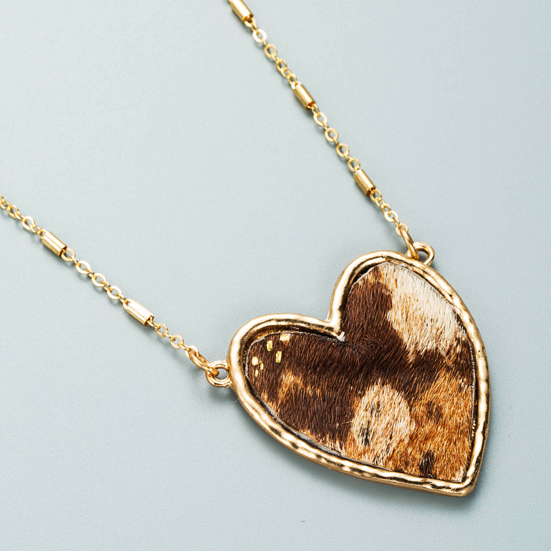 Big love heart pendant alloy horsehair bronzing necklace