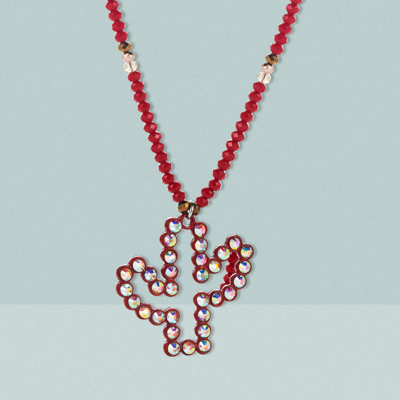 Cactus Pendant Crystal Necklace Alloy Inlaid Rhinestone Clavicle Chain