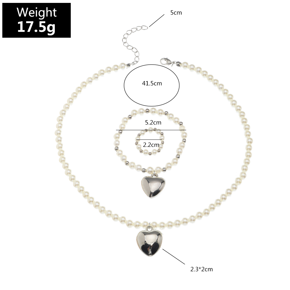 Fashion Electroplating Love Pendant Necklace Bracelet Ring Setpicture5