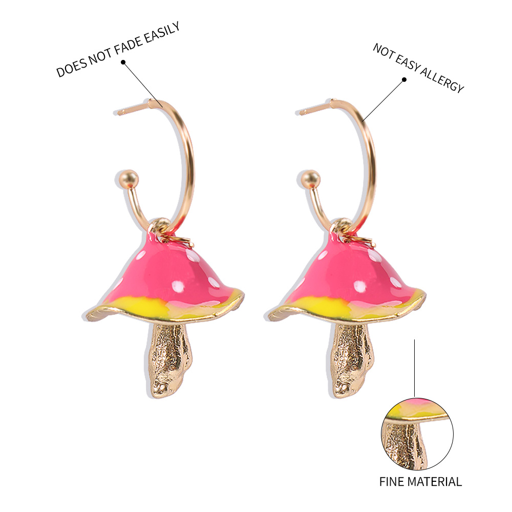 Creative Dot Oil Small Mushroom Alloy Earrings Wholesale Nihaojewelrypicture10