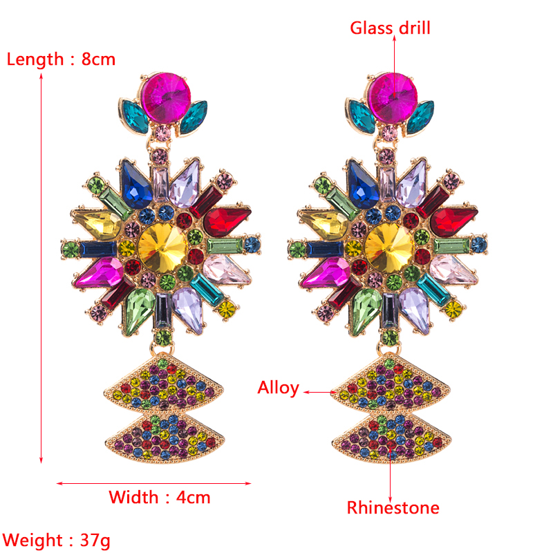 European and American fashion exaggerated color rhinestone pendant earringspicture12