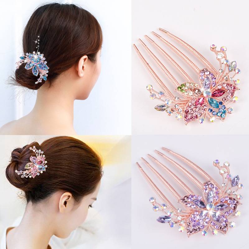 Alloy rhinestoneinlaid comb hair new hair accessories fivetooth comb plate hair clippicture23