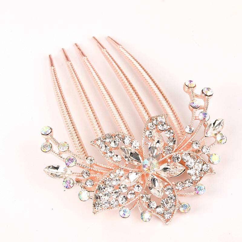 Alloy rhinestoneinlaid comb hair new hair accessories fivetooth comb plate hair clippicture2
