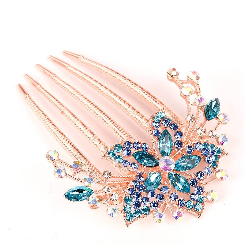 Alloy rhinestoneinlaid comb hair new hair accessories fivetooth comb plate hair clippicture5