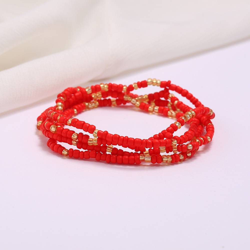 Multi-layer handmade colored rice beads beach chain fashion waist chain women