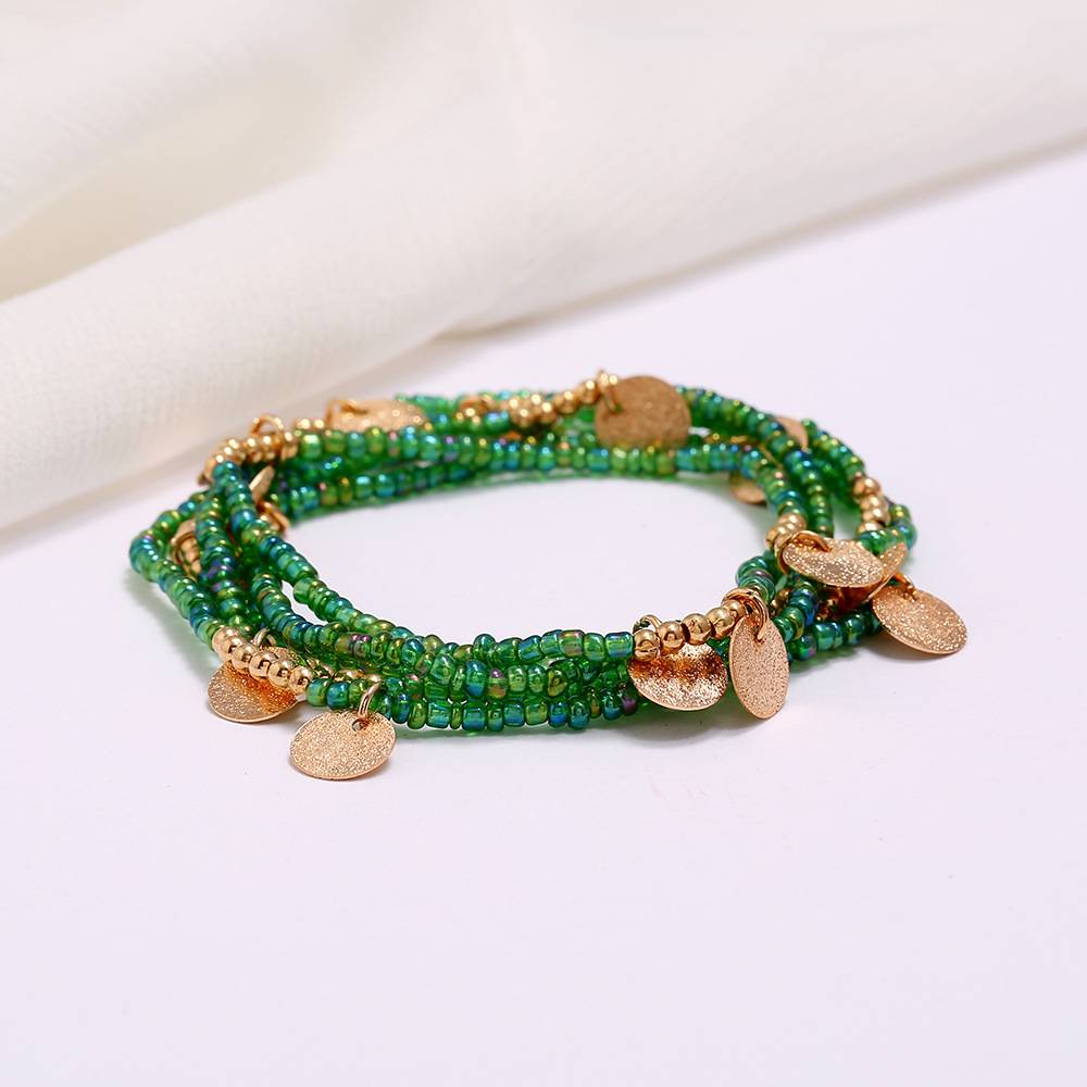 Multi-layer handmade colored rice beads beach chain fashion waist chain women