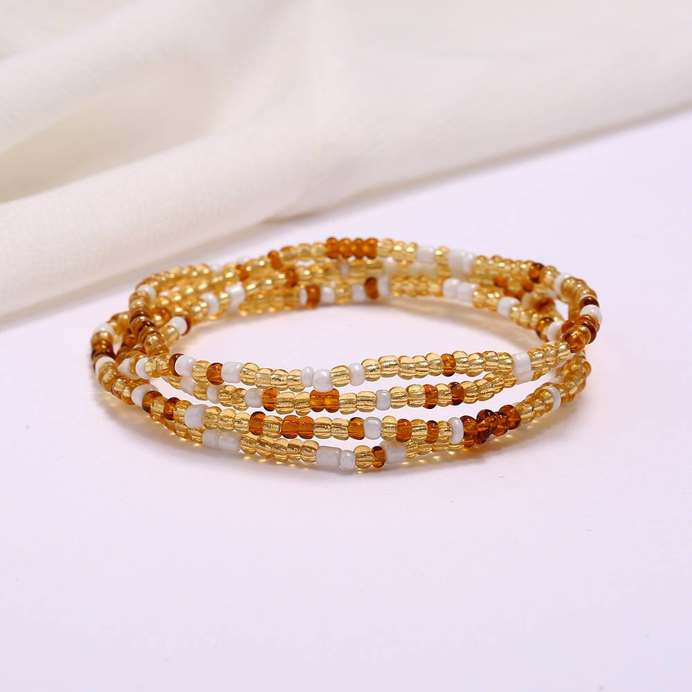 Multi-layer handmade colored rice beads beach chain fashion waist chain women