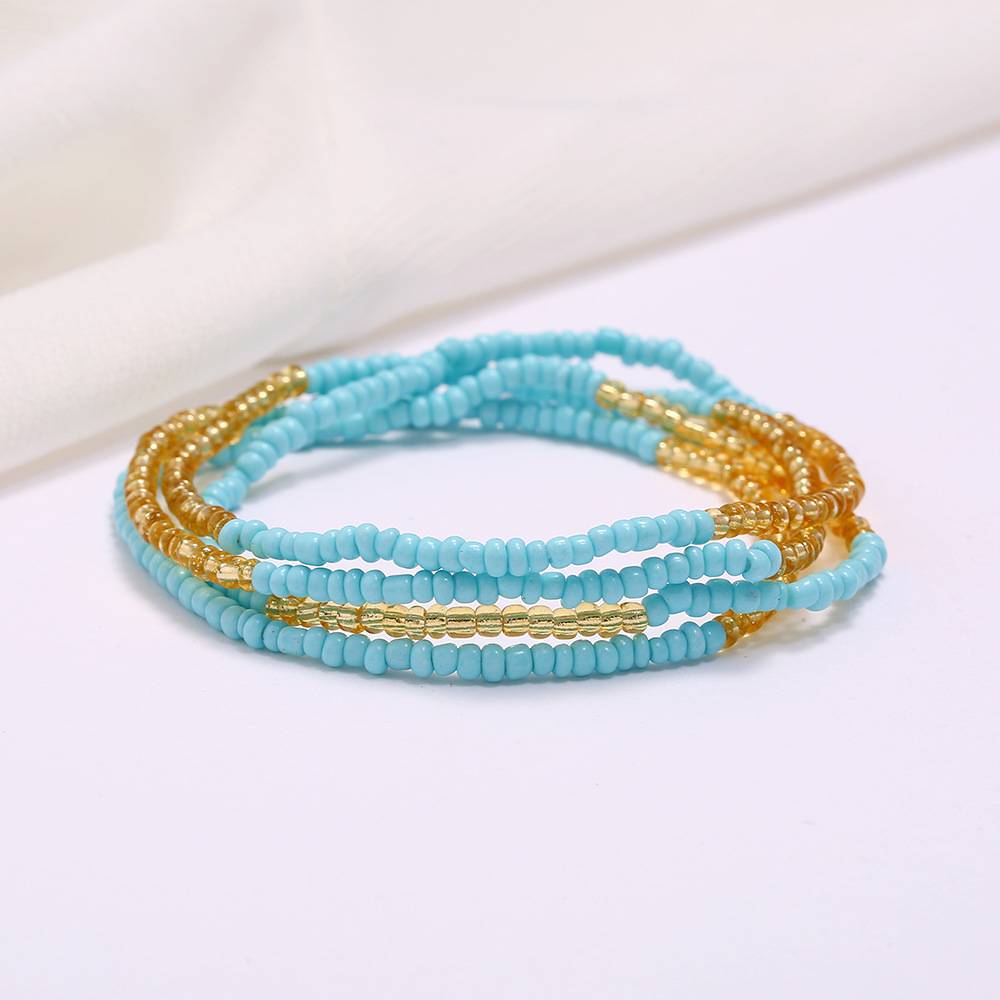 Multi-layer handmade colored rice beads beach chain fashion waist chain women