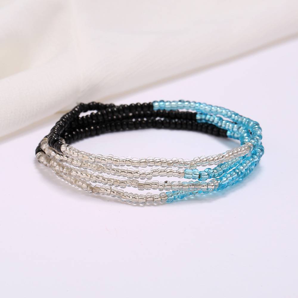 Multi-layer handmade colored rice beads beach chain fashion waist chain women