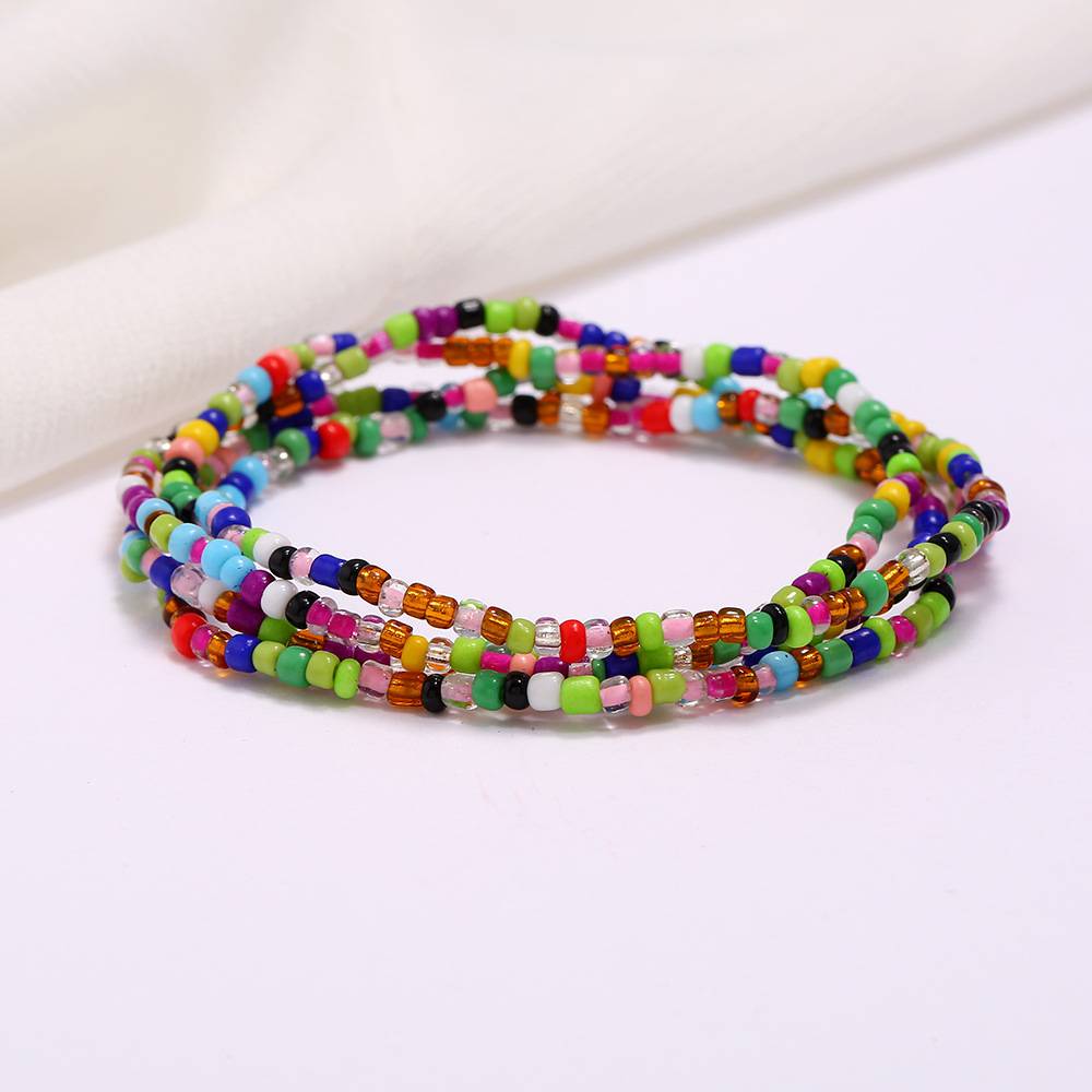 Multi-layer handmade colored rice beads beach chain fashion waist chain women