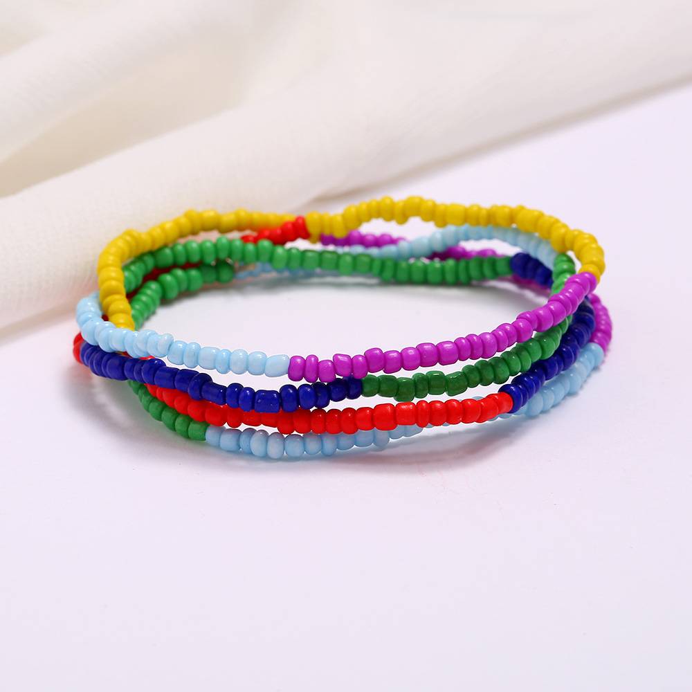 Multi-layer handmade colored rice beads beach chain fashion waist chain women