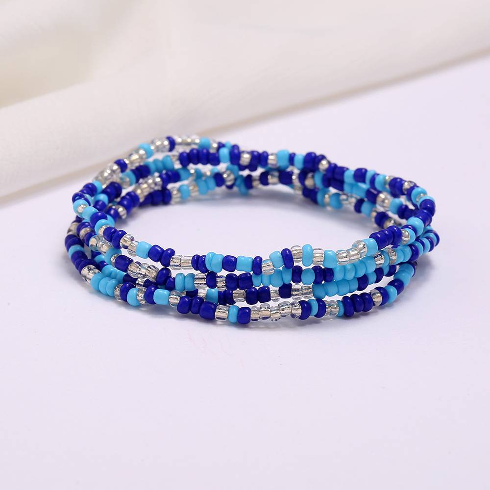 Multi-layer handmade colored rice beads beach chain fashion waist chain women