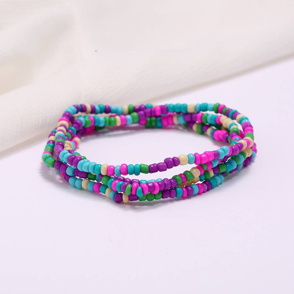 Multi-layer handmade colored rice beads beach chain fashion waist chain women