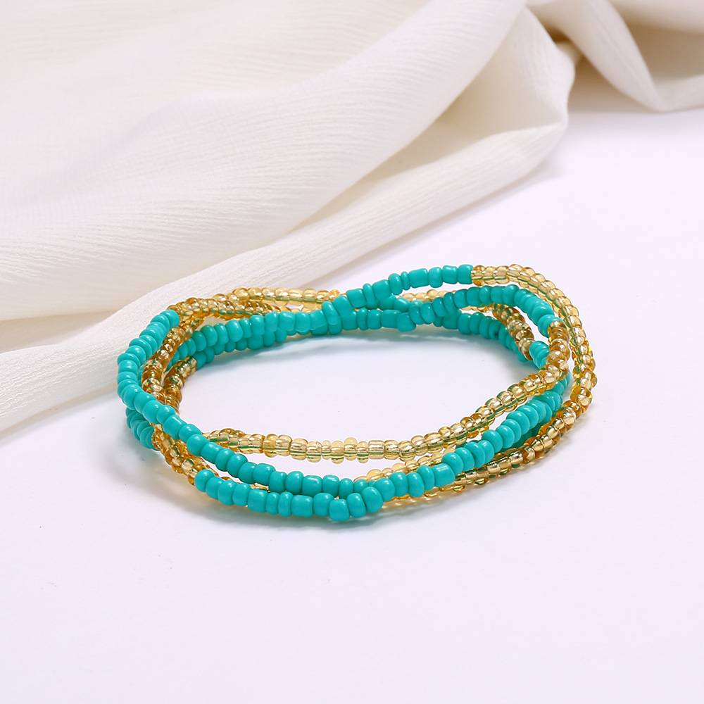 Multi-layer handmade colored rice beads beach chain fashion waist chain women