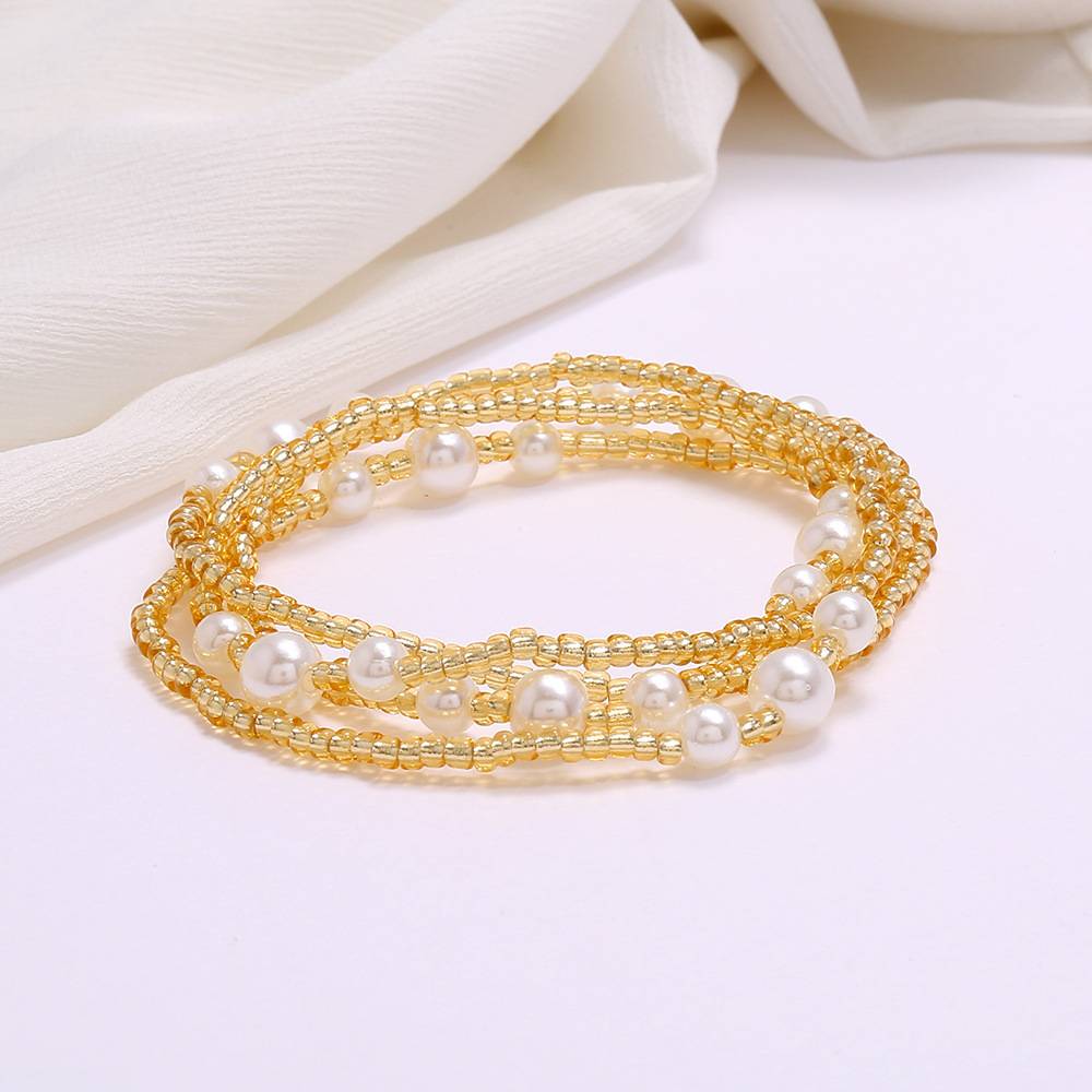 Multi-layer handmade colored rice beads beach chain fashion waist chain women