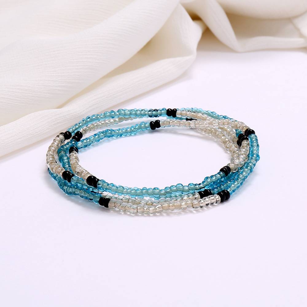 Multi-layer handmade colored rice beads beach chain fashion waist chain women