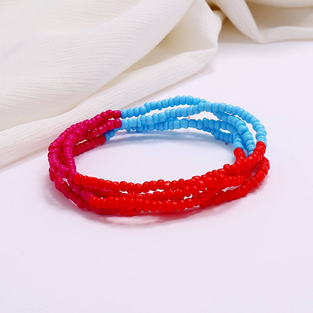 Multi-layer handmade colored rice beads beach chain fashion waist chain women