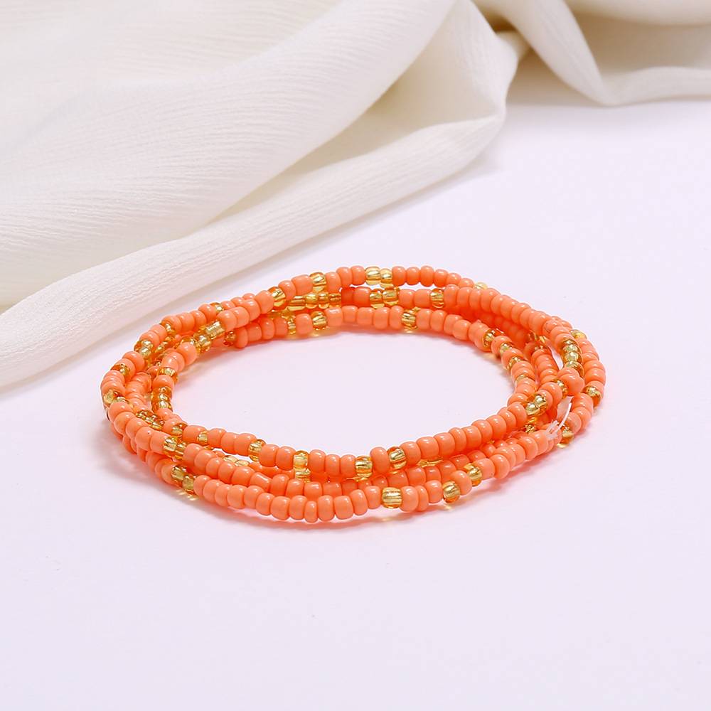 Multi-layer handmade colored rice beads beach chain fashion waist chain women