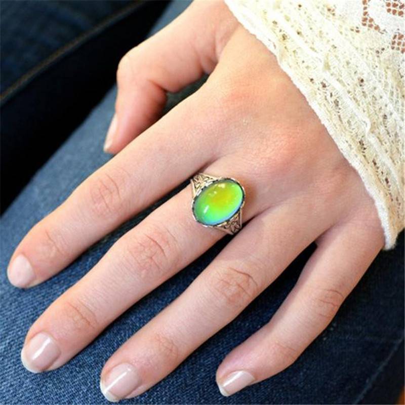 Temperature Sensing Color Changing Retro Round Engagement Ring