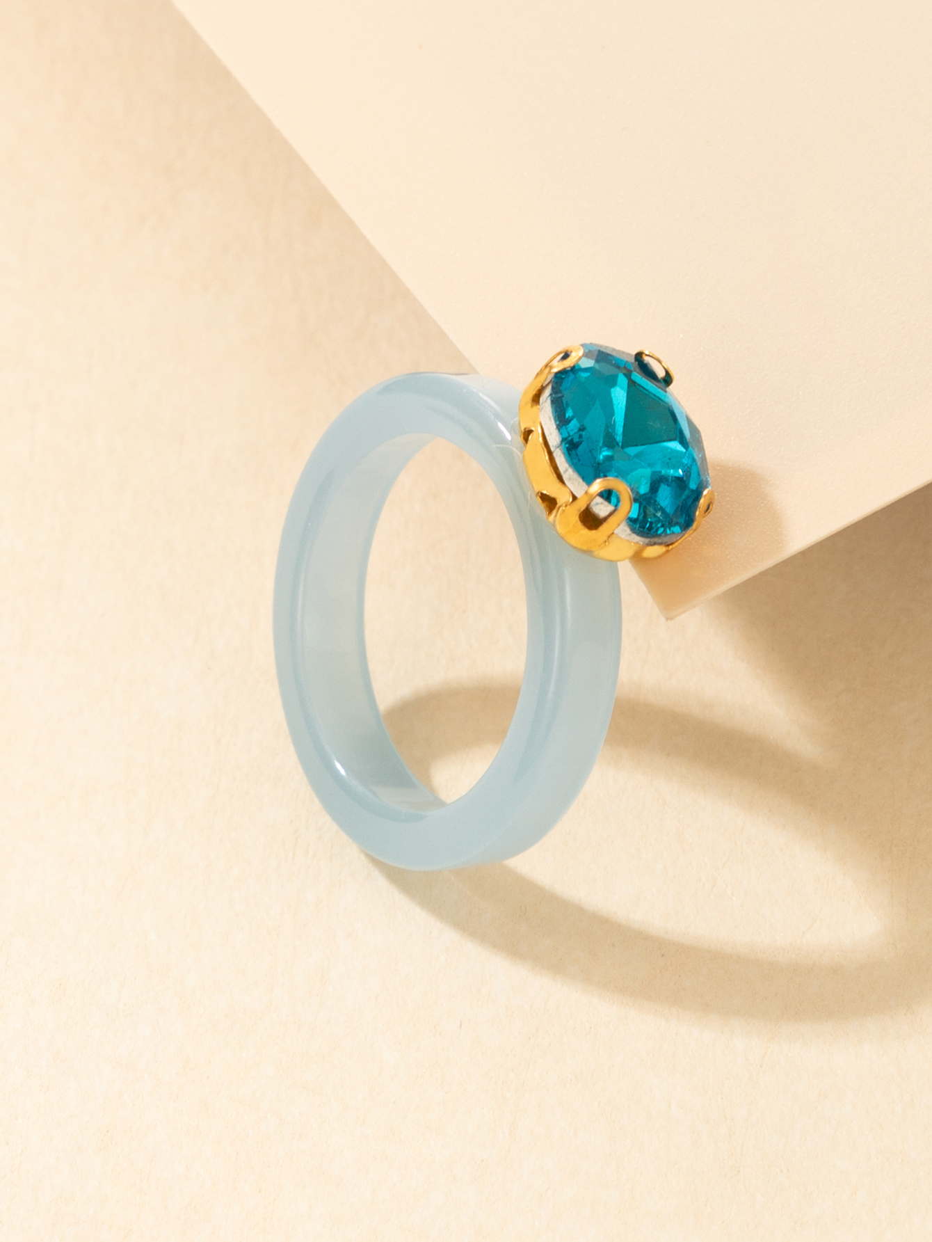 fashion geometric jewelry resin sapphire single ring