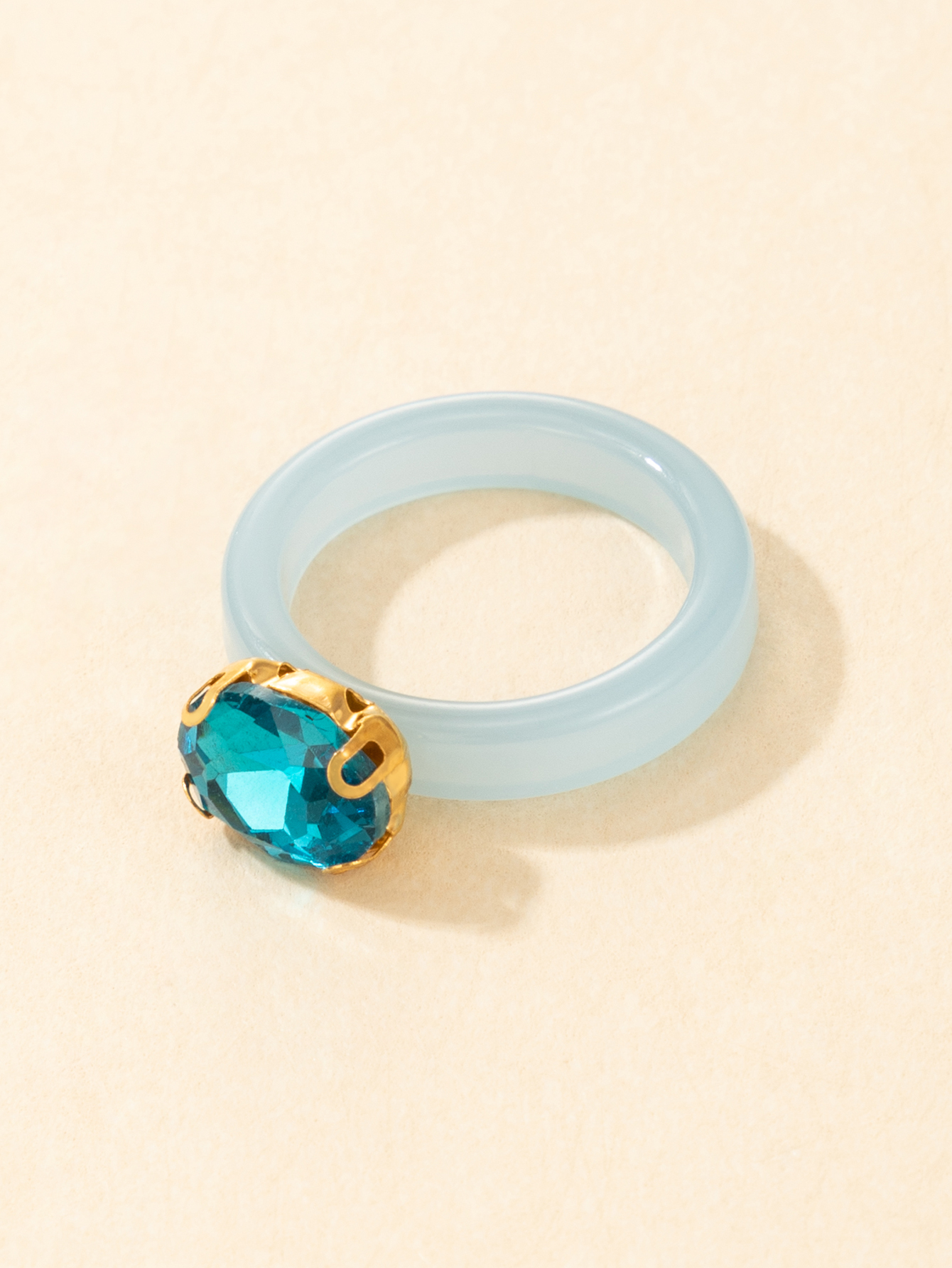 fashion geometric jewelry resin sapphire single ring