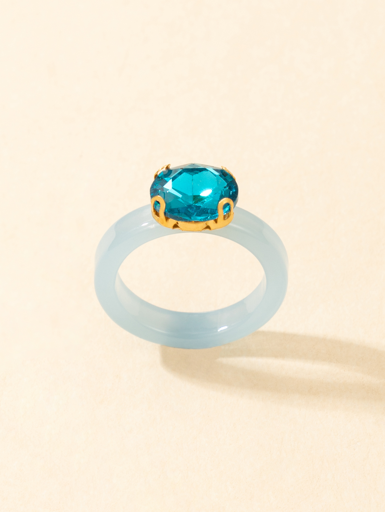 fashion geometric jewelry resin sapphire single ring