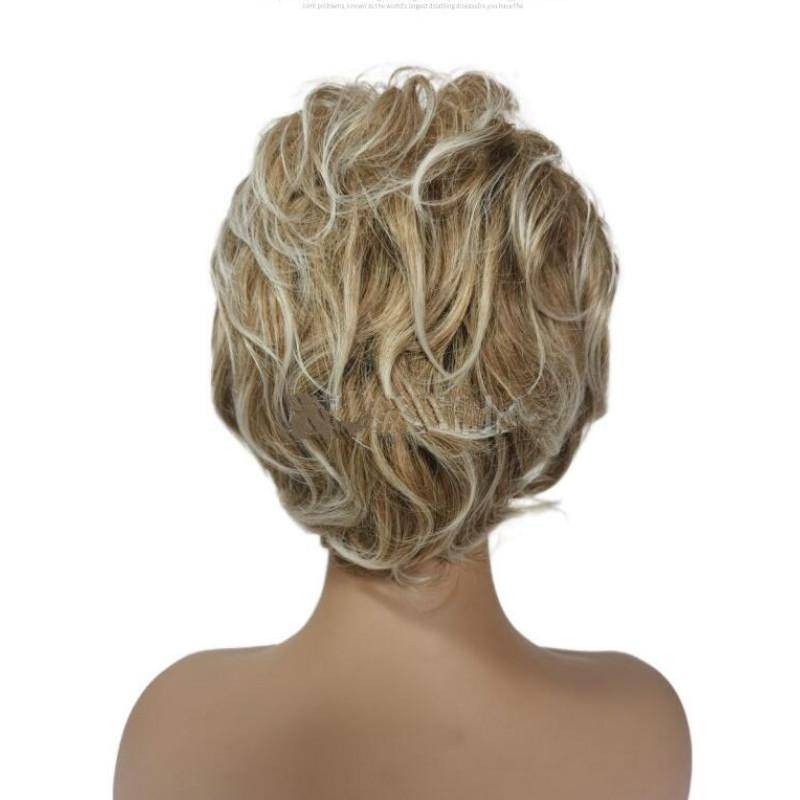 Ladies Short Hair Curly Wig Blonde Gradient Wigpicture1